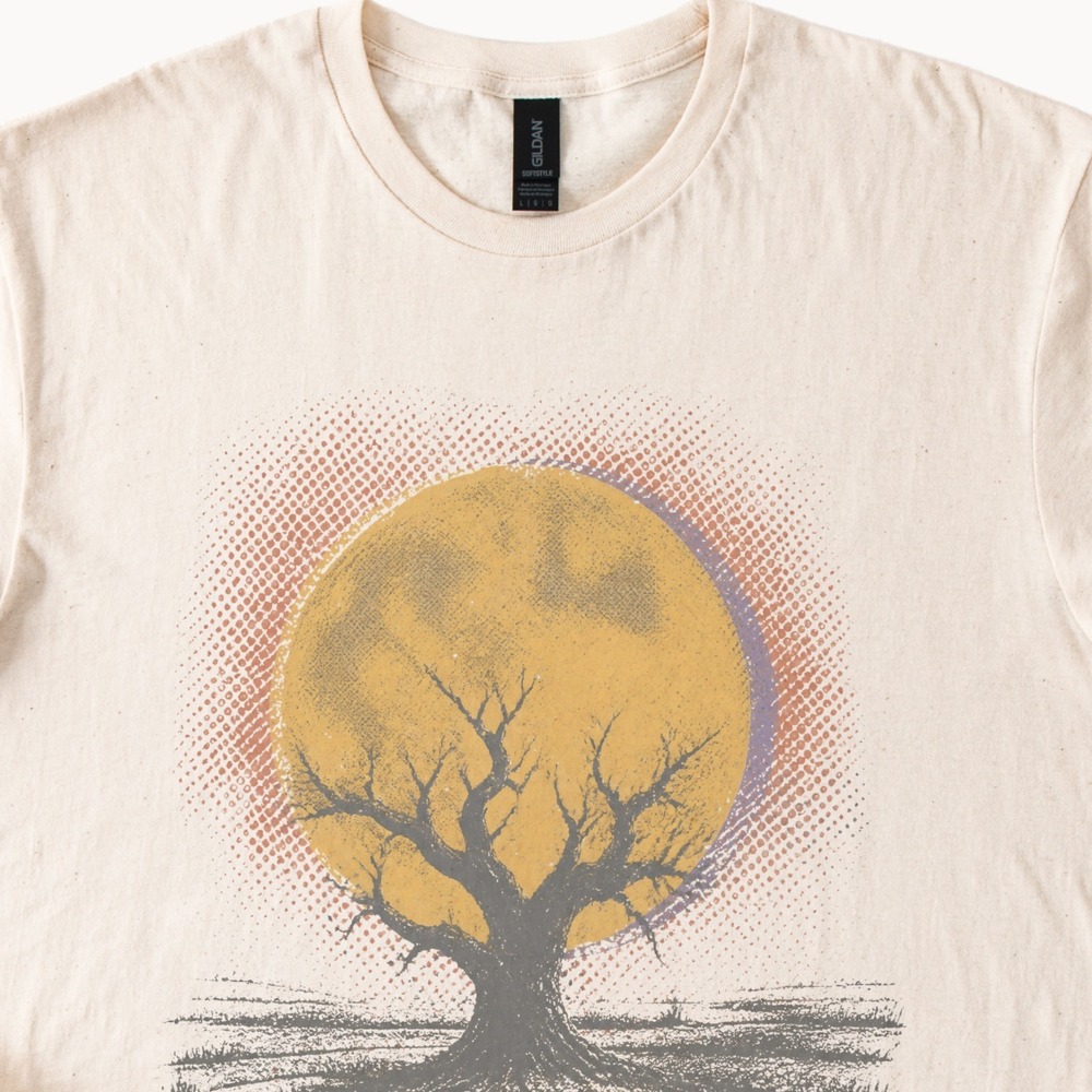 October Tree Rising Through the Full Moon Tee - Picture 2 of 5